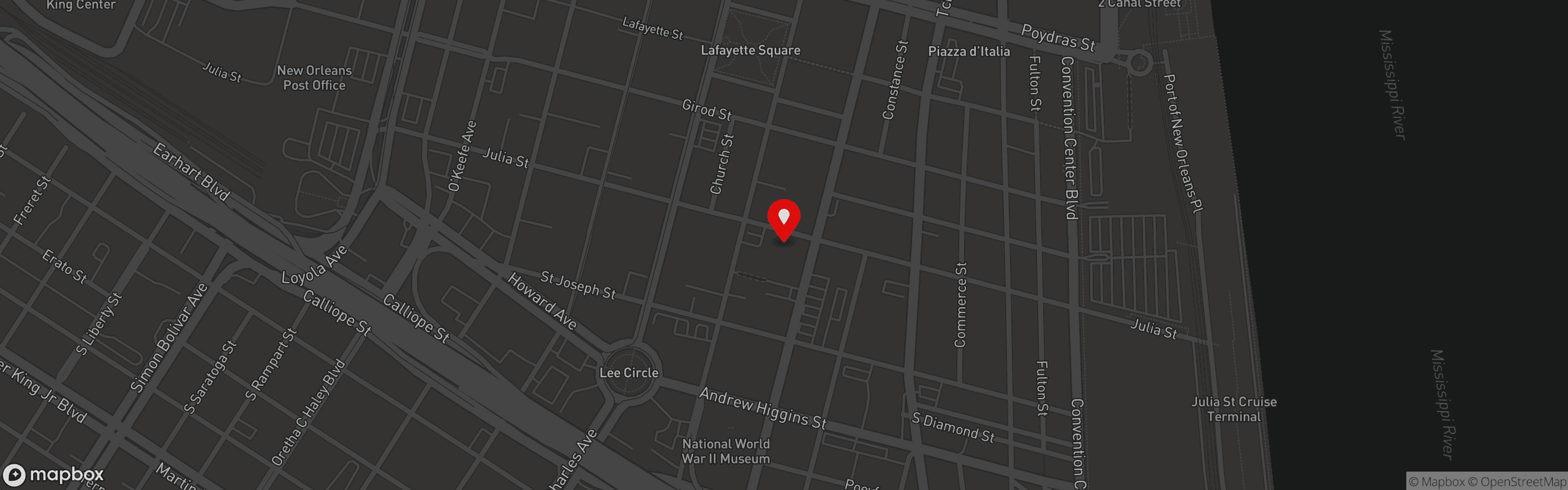 Street map pinning Sofia at 516 Julia St, New Orleans